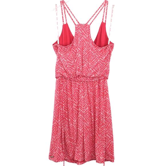 Guess Pink Peach Geometric Pattern Surplice Mini Dress Small Barbiecore - Picture 5 of 7